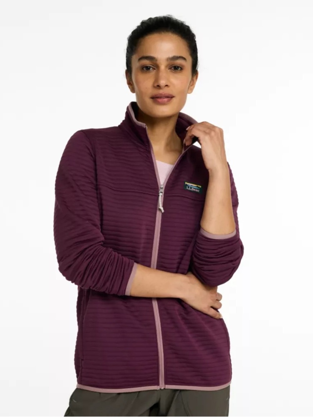 Kangol Women's Plum Ribbed Bomber Jacket